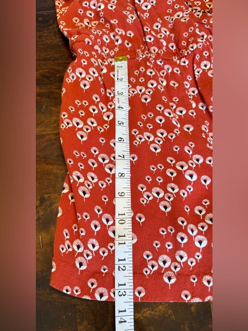 LOFT Burnt Orange Wrap Front Strappy Dandelion Floral Belted Romper Sz S - Picture 7 of 12